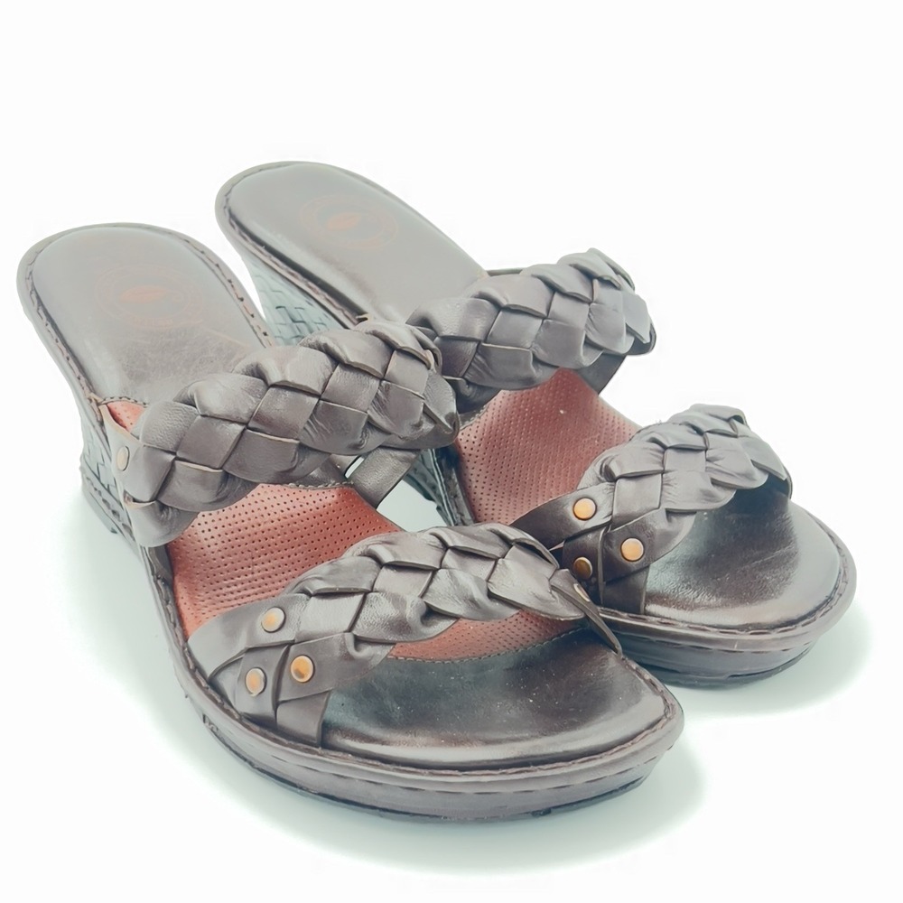 Nurture Braided Strap Weave Wedge Heel Mule Size 8.5 Brown B*O